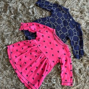 Yoga Sprout Baby and Toddler Girl Cotton Long-Sleeve Dresses 2pk, Gold Link, 0-